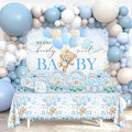 270 Pcs Blue Bear Baby Shower Decorations: We Can Bearly Wait Baby Shower Banner Disposable Plates Napkins Cups Tablecloth Balloons for Boy Serve 24