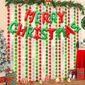 2Pack Christmas Foil Fringe Curtains with Merry Christmas Balloons, 3.3 x 6.6Ft Bell Backdrop Tinsel Photo Booth Props Streamers for New Year Ugly Sweater Xmas Party Decorations Supplies