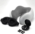 Must-Have Travel Kit Memory Foam Neck Pillow with Adjustable Fit & Removable Cover, 100% Light-Blocking Eye Mask, Reusable Noise-Reducing Earplugs, & Storage Bag Perfect Travel Essentials Set