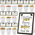 12 Set 2026 Graduation Candy Buffet Party Decoration Graduation Table Candy Bar Snack Labels Signs and 5'' Buckets with Handle for Class of 2026 Party Parties Supplies(Star Style,White)