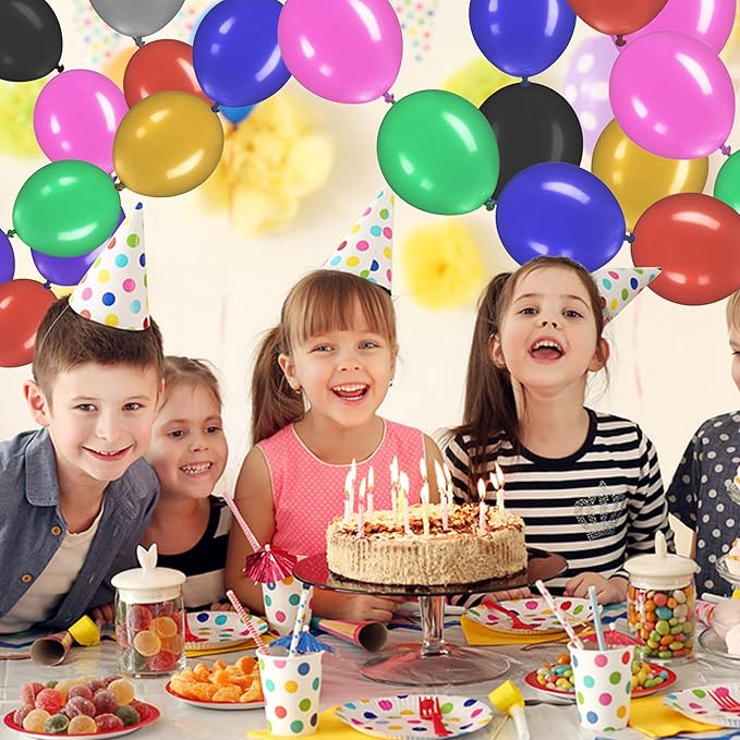 Link Balloons 6 Inch - 100 Pcs Quick Link Balloon Latex Linking Balloons Connected Linkable Balloon Birthday Wedding Party Decorations(Royal Blue)