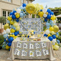 Lemon party decorations with Royal Blue Yellow White balloon arch kit Lemon foil balloons Banner Backdrop for bachelorette bridal shower capri italian amalfi coast wedding Bride to be decorations