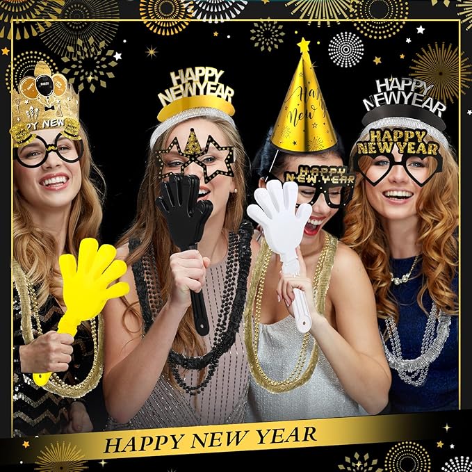 288 Pieces 2026 New Years Eve Party Supplies Include New Year Crown Glasses Headband Noisemakers Cone Hats Necklaces Hand Clapper Leis 2026 New Year Decorations Kit Party Supplies