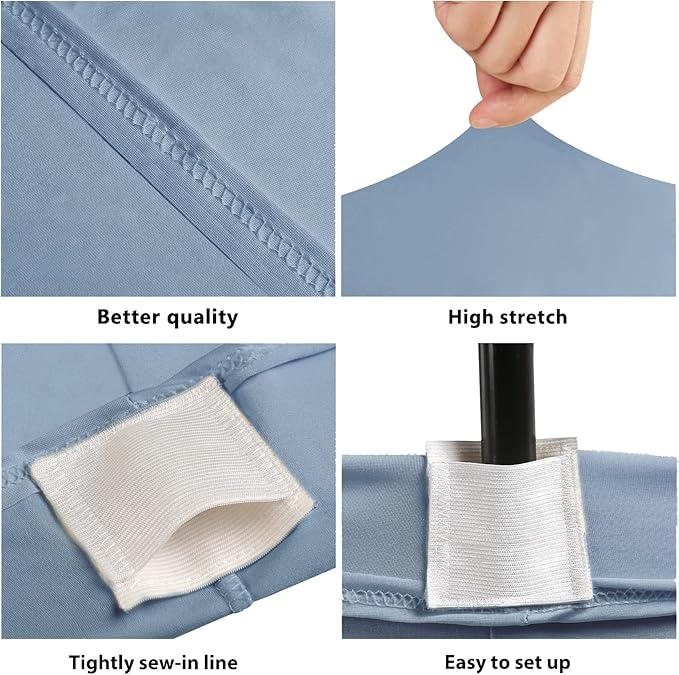 Table Covers for 8 Foot Tables, Sky Blue Washable and Wrinkle Resistant Stretch Tablecloths Rectangle 8ft for Events, Wedding, Banquets, Parties