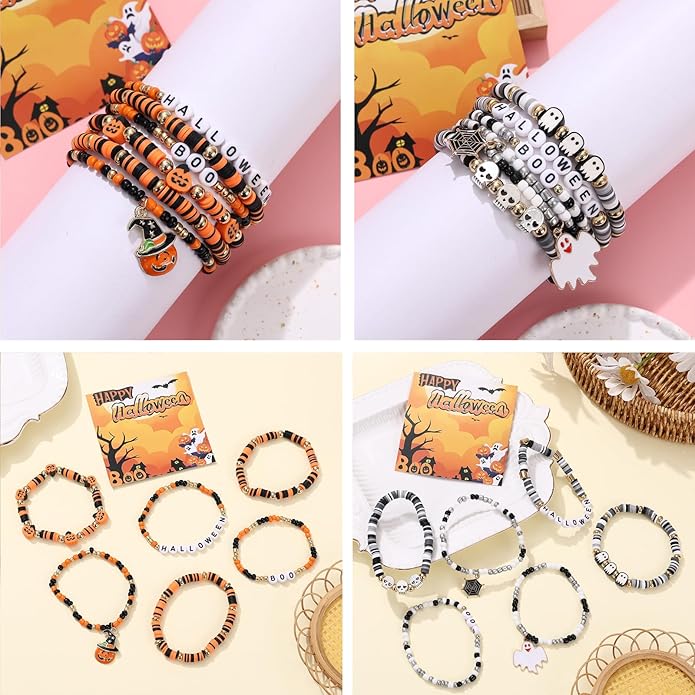 Cooluckday 36 Pcs Holiday Heishi Surfer Bracelets for Women Bulk Easter Mother's Day Christmas St. Patrick's Day Mardi Gras Bracelet Stackable Stretch Friendship Bracelets Set