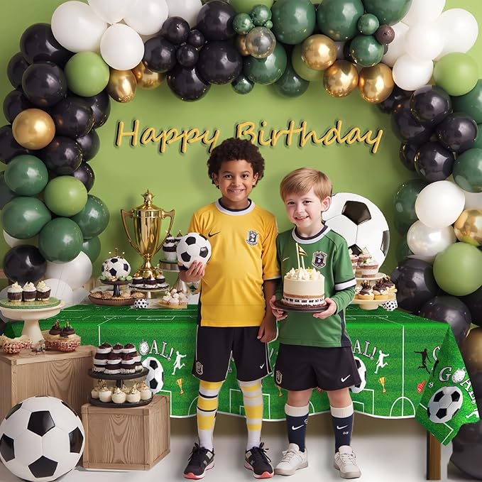 OQOQ Soccer Party Decorations Tablecloths (3 Packs), 108x54 Inches Soccer Birthday Party Decorations Game Plastic Table Cover for Sports Theme Party Supplies