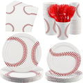 Kochorie 144 Pieces Baseball Party Supplies, Sports Tableware Sets Including Disposable Paper Plates Napkins Cups Forks Serves 24 for Birthday Sports Baseball Party Decorations