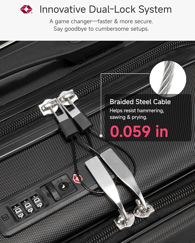 YOETEY Carry On Luggage 22x14x9 Airline Approved, Hardside Spinner Suitcase with Front Pocket for Laptop, TSA Lock & Silent Wheels (20 in, White)