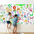 Butterfly Coloring Poster, 31 x 72 Inch Giant Flower Garden Theme Paper Coloring Tablecloth, Nature Spring Coloring Activity Table Cover, Holiday Arts Crafts Party Table Decor Supplies