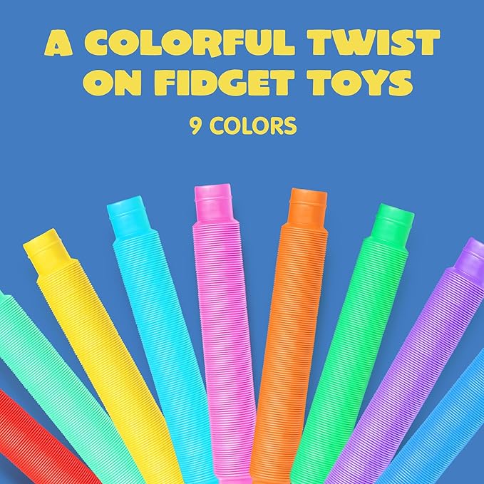 JOYIN 36 Pack Pop Tubes, Sensory Toys (Large) Fidget Toys Party Favors - 9 Colors, Creativity Learning & Fun for Toddler Kids - Perfect for Party, Goodie Bags Stuffers, Classroom School Reward