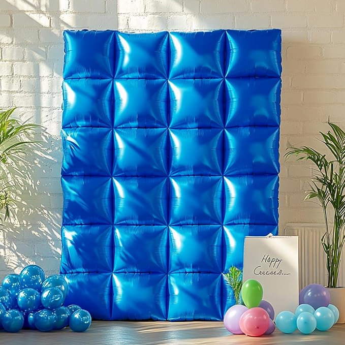 NISOCY 25PCS Blue Square Foil Balloons Wall Backdrop Double Sided Dark Blue Balloons Tunnel Arch Kit for Birthday Baby Shower Graduation Wedding Anniversary Party Decoration