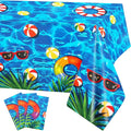 PHOGARY 3 Pieces Summer Beach Tablecloths Pool Party Table Covers Beach Ball Plastic Tablecloth Ocean Waves Tablecover for Pool Party Decorations