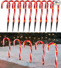 Christmas Candy Cane Lights Outdoor Pathway -10 Pack Lighted Candy Cane Pathway Markers Lights Walkway, 10 inch Candycane Christmas Sidewalk Outdoor for Yard Lawn Decorations