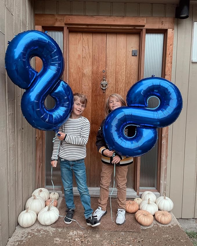 Navy Blue 8 Balloon, Number Balloon 40 Inch, Blue Birthday Decorations, 8 18 28 38 80 Birthday Balloons, 8th Party Supplies, Number 8 Balloon