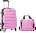 Rockland Melbourne Hardside 2 Piece Expandable Spinner Wheel Luggage Set, Carry-On 20" and Tote 14", Pink