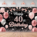 40th Birthday Decorations for Women - Happy 40th Birthday Banner Decorations Cheers to 40 Years Birthday Party Indoor and Outdoor Decoration Suppiles Pink Backdrop for 40th Birthday Party Favors Decor