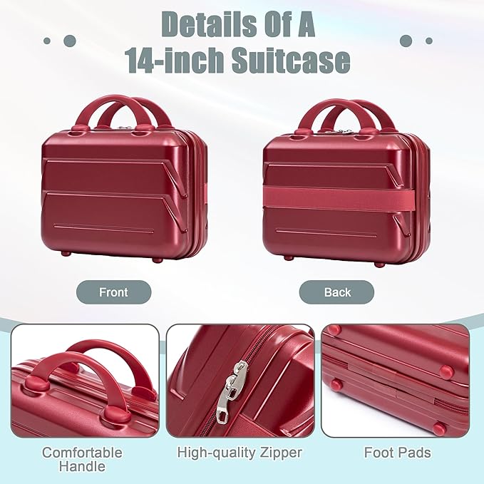 20+14 Inch Hardside Luggages, Lightweight Durable ABS Suitcase with Spinner Wheels