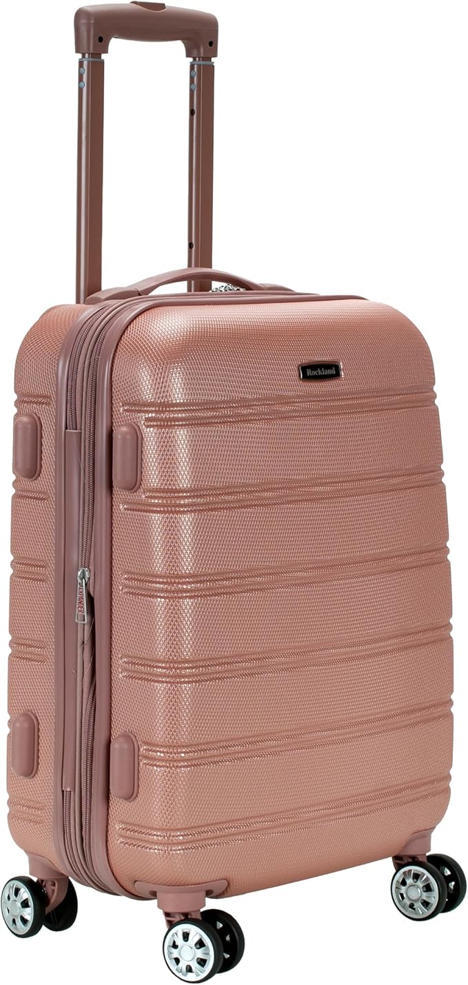 Rockland Melbourne Hardside Expandable Spinner Wheel Luggage, Carry-On 20", Rose Gold
