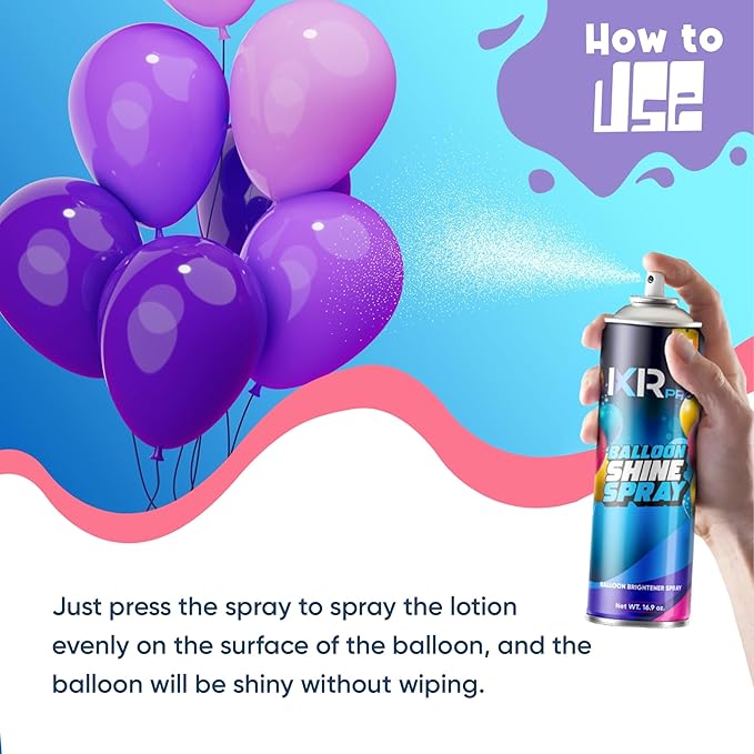 Balloon Shine Spray (12 x 16.9 oz) No Need Towel or Gloves, Instant High Shine Gloss Brite Balloons for Party Decoration for Ultra Lasting, Shine Balloon Spray Upgraded Formula