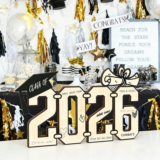 Class of 2026 Graduation Wood Sign, Grad Celebration Keepsake Party Centerpiece & Photo Booth Prop Graduate Gift for College/High School