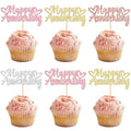 Gyufise 24Pcs Glitter Happy Anniversary Cupcake Toppers Anniversary Party Supplies Cake Decoration Wedding Anniversary Celebration Party Decoration Supplies Multi