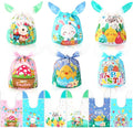 Easter Treat Bags, Happy Easter Goodies Gift Bags, 100 Pcs Cute Bunny Plastic Candy Snack Goody Reusable Wrapping Bag for Gifts Giving Spring Holiday Easter Party Favor Decorations Supplies 6 Designs