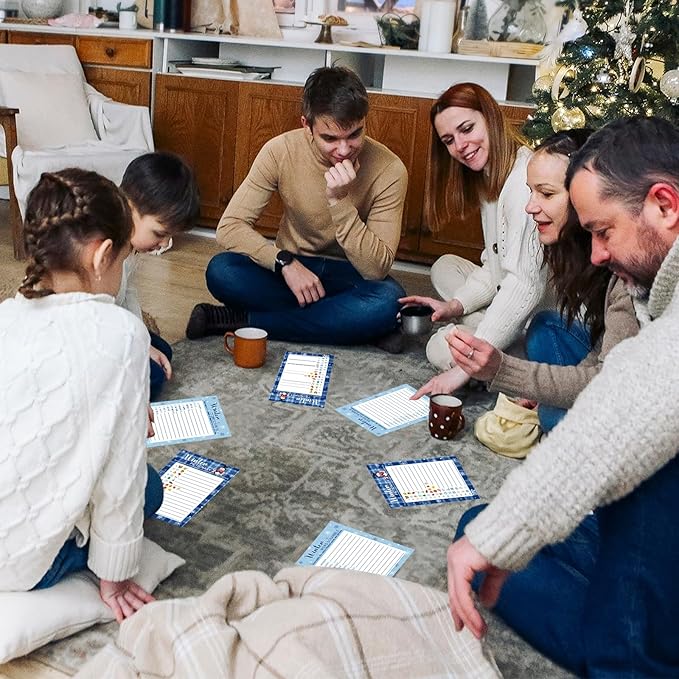 COCHIE 30 Players Winter Holiday Christmas Party Games for Adults Family Office Large Groups, Words Pictionary Game, Guesstures Game, Word Scramble Games with Answer Key (Winter Pattern)