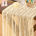 Socomi Beige Cheesecloth Table Runner Tulle Gauze Cheese clothBoho Rustic 120 inch 10FT Runner for Wedding Party Baby Shower Birthday Holiday Decorations 3pcs
