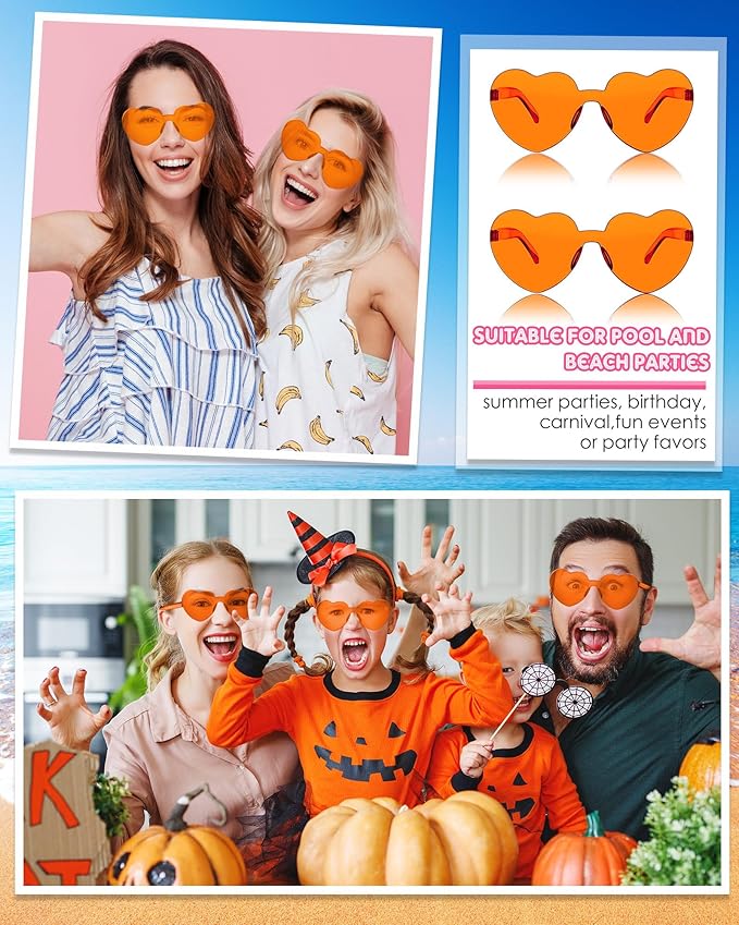 Frienda 20 Pairs Heart Shaped Sunglasses Rimless Candy Color Glasses for Women Men Party Favor