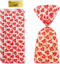 Valentines Treat Bags, 100 PCS Valentines Goodie Bags, Valentines Day Plastic Goodie Candy Goody Cookie Favor Ziplock Cellophane Treat Bags for Classroom Party Small Mini Valentines Gift Bags Bulk