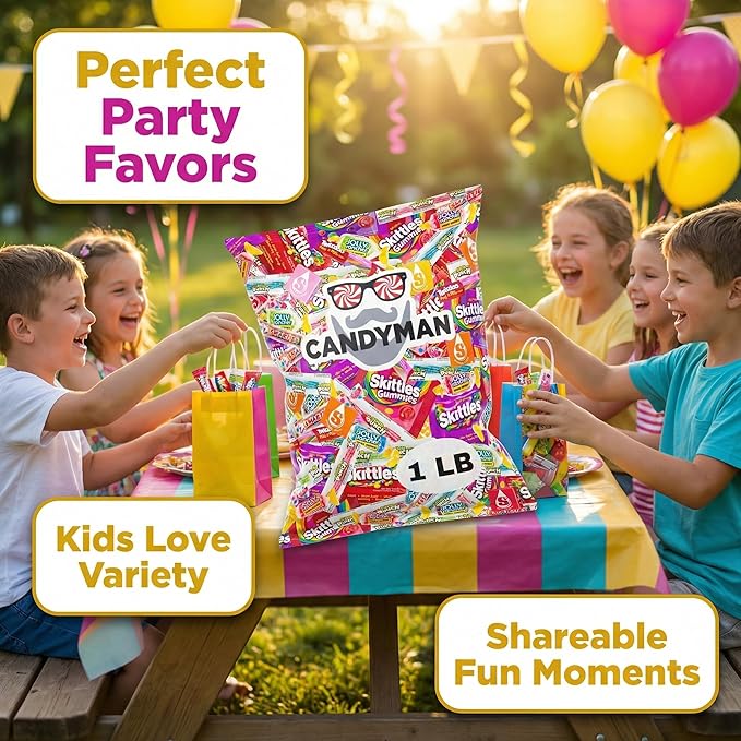 CANDYMAN Candy Mix Variety Pack, 1 lb Assorted Bulk Candy Individually Wrapped for Party Favors, Goodie Bags, Pinata Stuffers, Easter