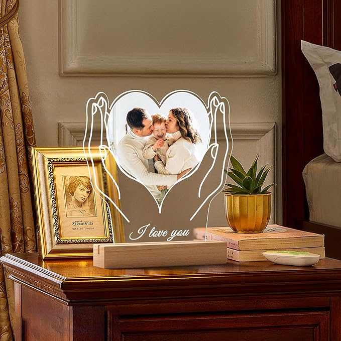 Custom Picture Frames with Photo, Customized Photo Frame, Personalized Picture Frame, Customized Birthday Gifts for Women Men Mom Dad Baby Kids Grandma Grandpa Family