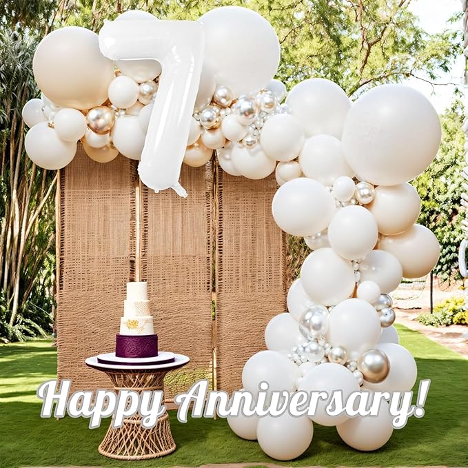 White Number Balloons 40 Inch Helium Mylar Number 7 Balloon for Birthday Party Anniversary Decoration (White, 7)