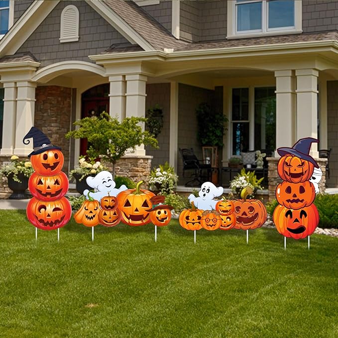 Halloween Decorations Outdoor Yard Signs - Halloween Ghost Pumpkin 3-tiered Decor Yard Stakes Prop for Lawn Decorations Outdoor Garden Home Party Decor