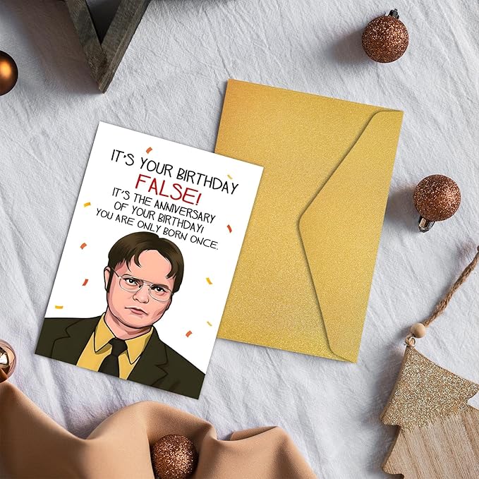 PIUST The Office Birthday Cards, Dwight Schrute Birthday Card, Funny Office Birthday Card, It Is Your Birthday False Card (58)