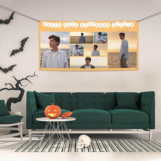 Custom Happy Birthday Banner Personalized Banners and Signs with Photo Name for Women Men Kids Party Decorations Supplies Indoor Outdoor Birthday Gifts Style 10
