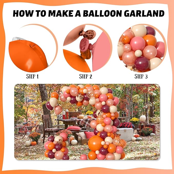Fall Balloon Arch Kit, Autumn Birthday Party Decor Terracotta Orange Dusty Pink Balloon Garland Maple Acorn Foil Balloons for Thanksgiving Fall Harvest Birthday Bridal Shower Party Decorations