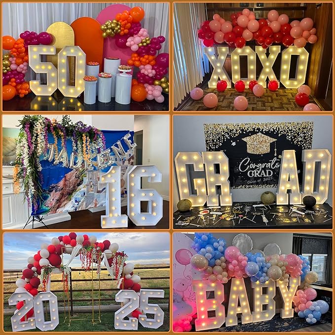 3FT Marquee Light Up Letters, Large Marquee Letters, Pre-cut Foam Board Letter G for Engagement Wedding Decorations Birthday Party Backdrop Decor, Balloon Arch Kit