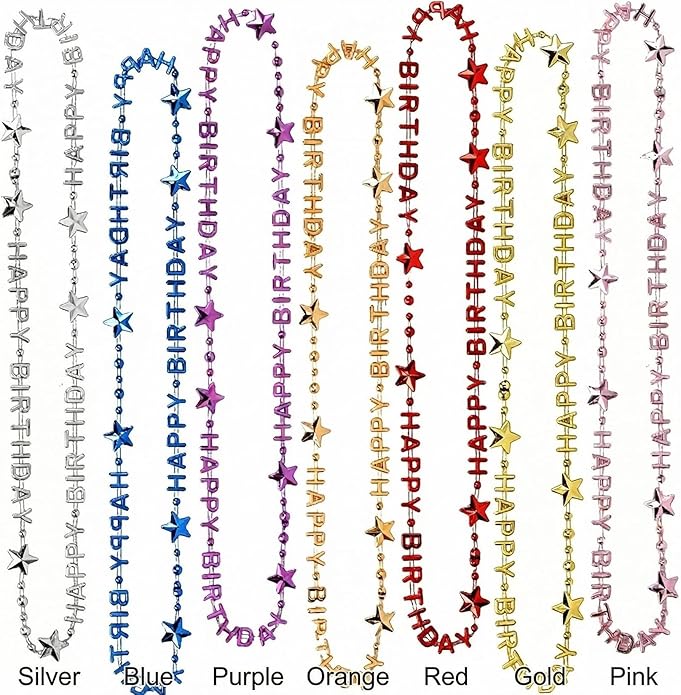 8 Pieces Colorful Happy Birthday Bead Necklaces, Vibrant Party Favors for Famlies Kids Adults, Perfect Birthday Decor Gifts Party Supplies