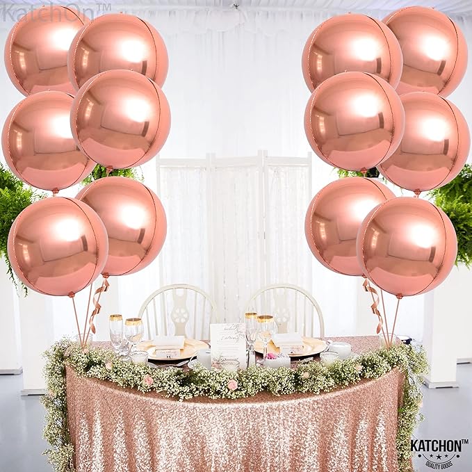 KatchOn, Giant Rose Gold Balloons - 22 Inch, Pack of 12 | Rose Gold Foil Balloons for Birthday Party Decorations | Mylar Balloon for Birthday, Bridal Shower, Baby Shower, Anniversary Decorations