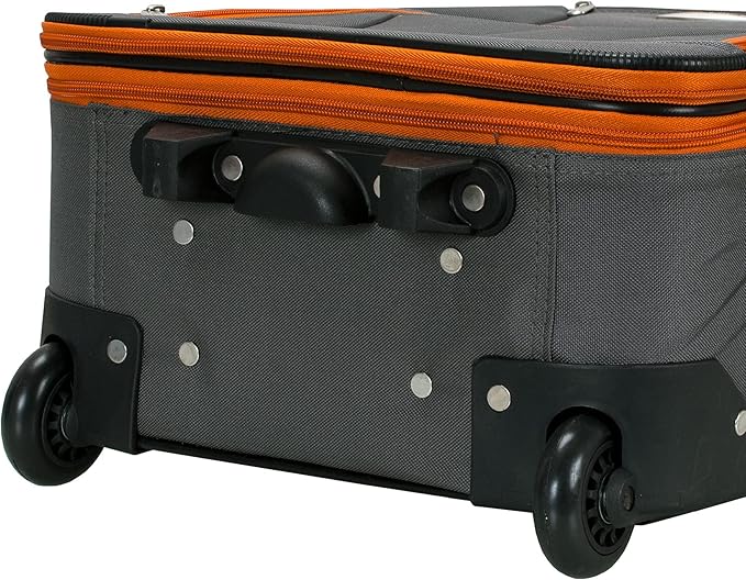 Rockland Fashion Softside 4 Piece Luggage Set, Expandable, (14" Tote/19"/24"/28"), Charcoal