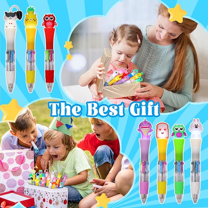 CZWZ 20Pcs Multicolor Pens in One 4-in-1 Cute Pens Bulk, Ballpoint Pen for Birthdays and Parties, Fun Gifts Assorted Ink Kawaii Pen(Style-2)