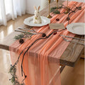 Keketoarrange Fresh Salmon Easter Spring Cheesecloth Table Runner Valentines Decor Peach Echo Gauze 120 Inch 10 FT Boho Table Runner for Wedding Baby Shower Bridal Shower Party Sheer Home Decorations