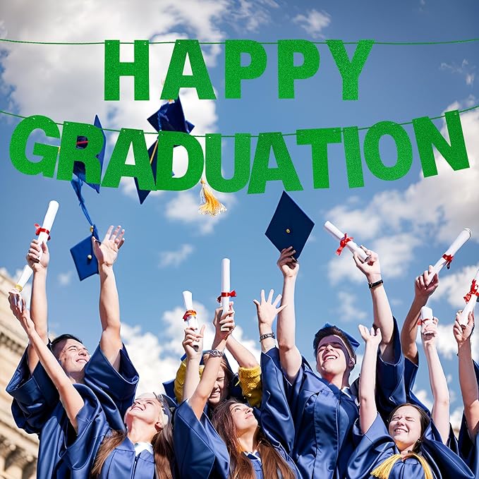 DIY Banner Kit with Letters Glitter Banner Letters Customizable Birthday Banners Graduation Banner Custom Party Hanging Banner for Graduation Wedding Party Baby Shower Decoration(Green)