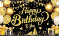 KatchOn, Black and Gold Happy Birthday Banner Sign - XtraLarge, 72x44 Inch | Black and Gold Backdrop Banner for Happy Birthday Decorations | Party Decorations for Men and Women