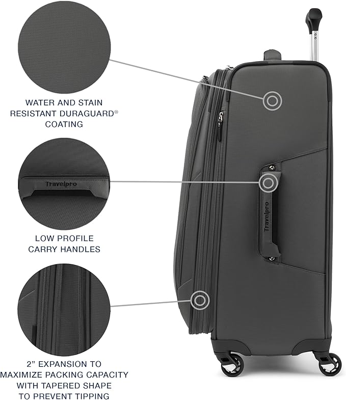Travelpro Maxlite 5 Softside Expandable Luggage with 4 Spinner Wheels, Lightweight Suitcase, Men and Women, Shadow Grey, 2-Piece Set (21/25)