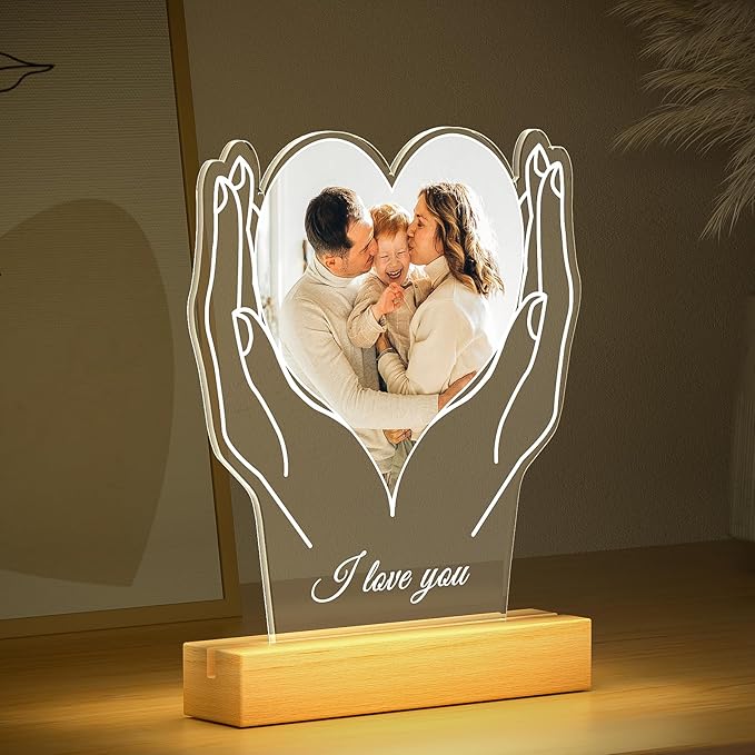 Custom Picture Frames with Photo, Customized Photo Frame, Personalized Picture Frame, Customized Birthday Gifts for Women Men Mom Dad Baby Kids Grandma Grandpa Family