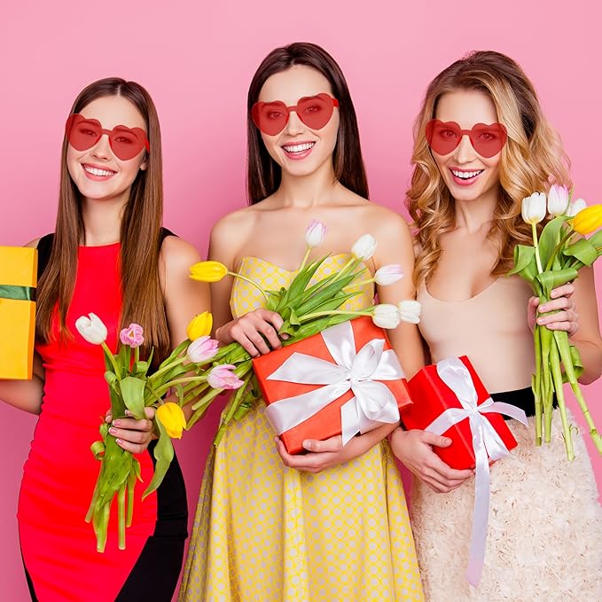2/4/8/12/20 Pairs Heart Shaped Sunglasses Transparent Heart Glasses Rimless Trendy Eyewear for Valentines Party Favor