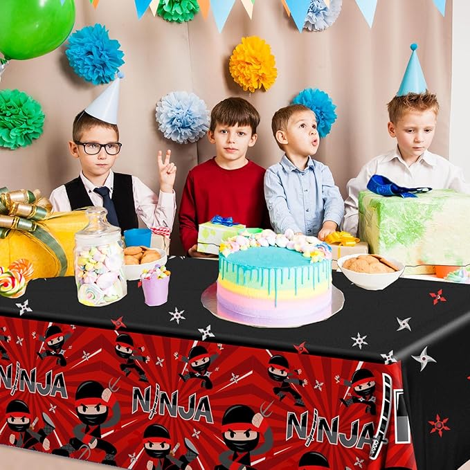 3pcs Ninja Birthday Tablecloths,Ninja Birthday Party Decoration Karate Theme Table Covers Waterproof Rectangle for Kid Master Birth-Day Party Supplies