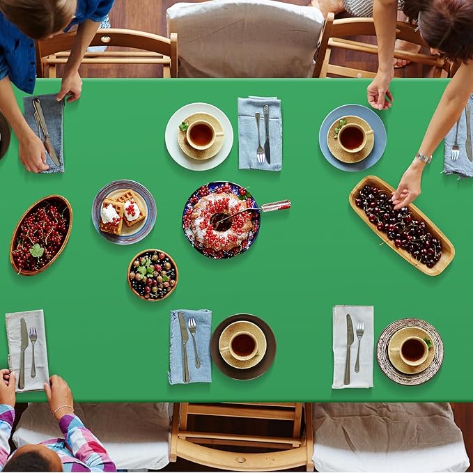 3Pcs Green Tablecloths for Rectangle Tables,Disposable Plastic Table Cloth,Waterproof Green Table Cover for Graduation Birthdays Weddings Anniversary Party Decorations,54 x 108 Inch
